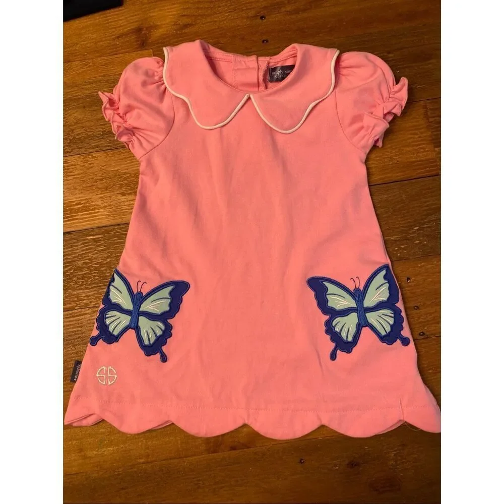 Simply Southern 6-12 month baby girl dress pink blue butterfly